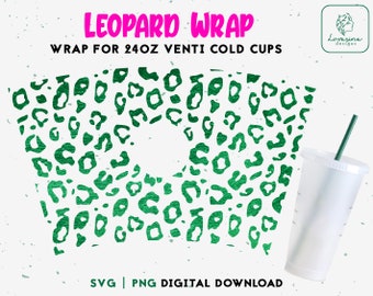 Leopard Print 24oz Venti Cold Cup Wrap SVG PNG (Digital Download)