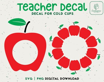 Teacher Life 24oz Venti Cold Cup Svg, Teacher Apple Cold Cup SVG, Best Teacher Ever Svg Personalized Cups SVG Digital Download