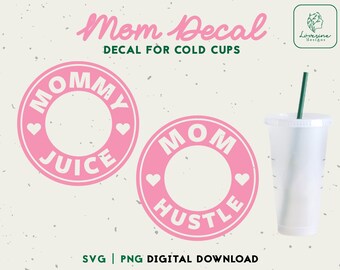 Mom Hustle Cup SVG, 24oz Venti Cold Cup Decal (Digital Download)