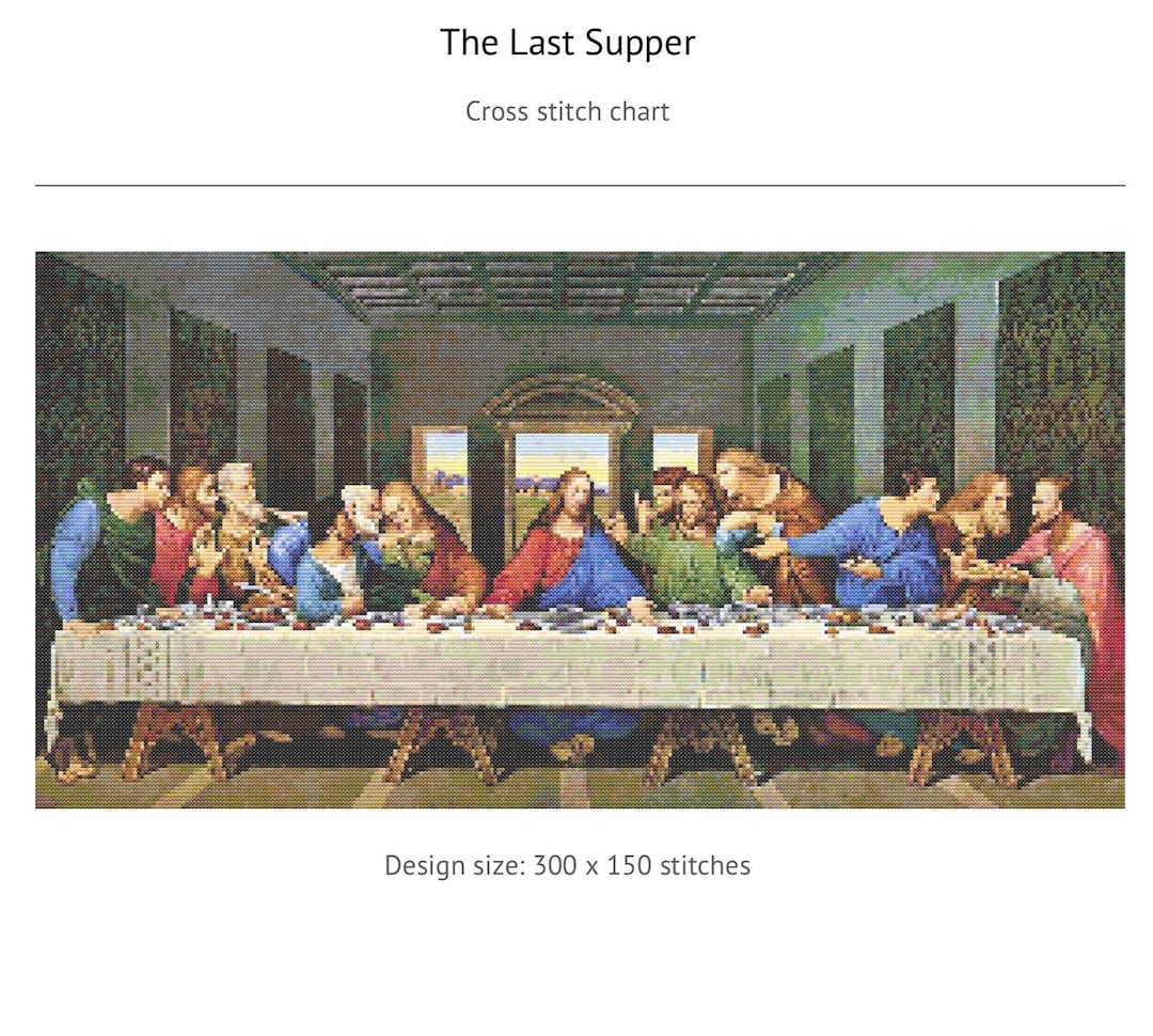 The Last Supper Cross Stitch Pattern, 150x300 Stitches Etsy