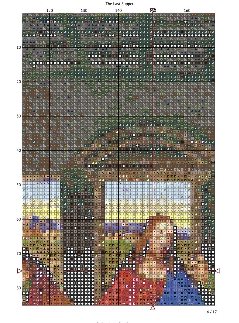 The Last Supper Cross Stitch Pattern, 150x300 Stitches Etsy