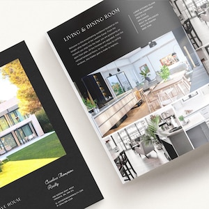 Brochure luxe onroerend goed, vastgoedmarketing, mobiele presentatie, digitale brochure, vastgoedsjablonen, direct downloaden, canvas