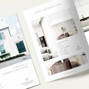 Brochure luxe onroerend goed, vastgoedmarketing, mobiele presentatie, digitale brochure, vastgoedsjablonen, direct downloaden, canvas