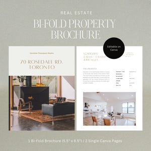 Brochure de 4 pages, brochure de propriété pliée en deux, 4 pages, modèle immobilier, marketing immobilier, téléchargement immédiat, brochure de propriété, toile