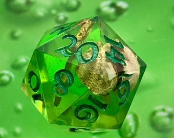 Gelatinous Polyhedral  Single d20s — gelatinous cube handmade sharp edge resin dice for dnd, gifts for dnd players, gifts for nerds