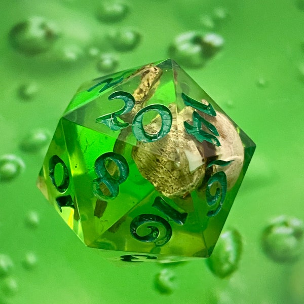 Gelatinous Polyhedral  Single d20s — gelatinous cube handmade sharp edge resin dice for dnd, gifts for dnd players, gifts for nerds