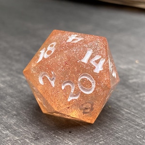 Pink D20 Single — handmade sharp edge resin d20, dice for dnd, pink glitter d20, gifts for nerds, gifts for dm