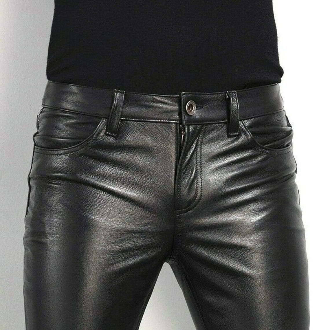 Mens Leather Side Lace Pants Genuine Cowhide plain Skin Etsy
