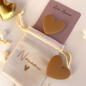 Heart brooch with Love and its personalized velvet pouch image 6