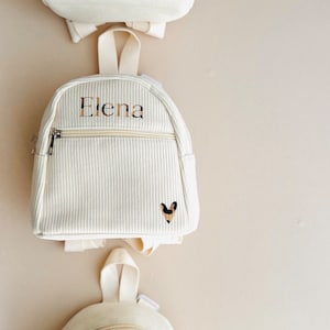 Petit sac à dos velours côtelé personnalisé avec prénom léopard 0/3 ans