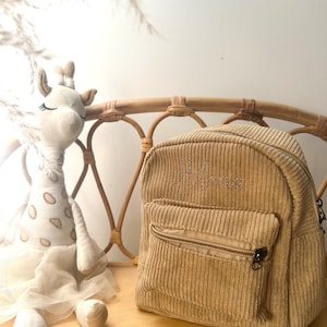 Petit sac à dos velours côtelé personnalisé BEIGE PETITE POCHE