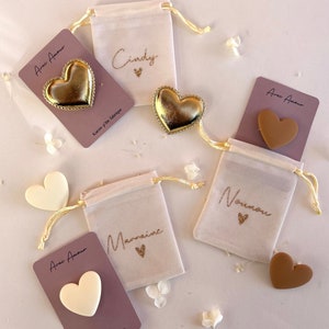 Heart brooch with Love and its personalized velvet pouch image 1