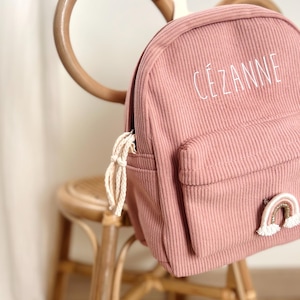Sac à dos velours personnalisé avec arc en ciel 3/6 ans