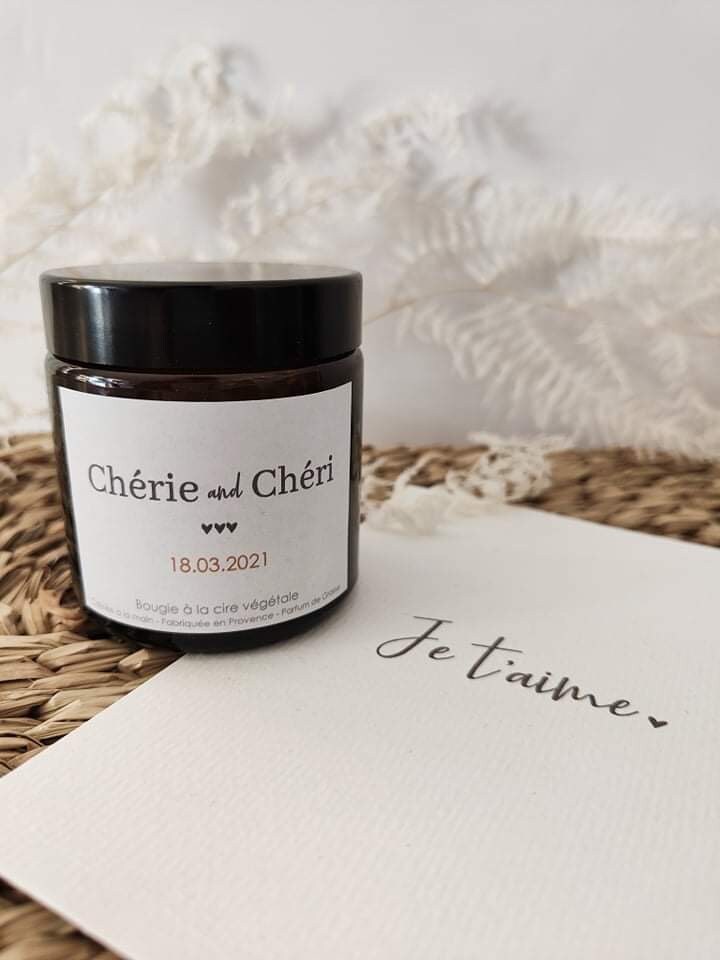 Bougie Chérie & Chéri Personnalisée