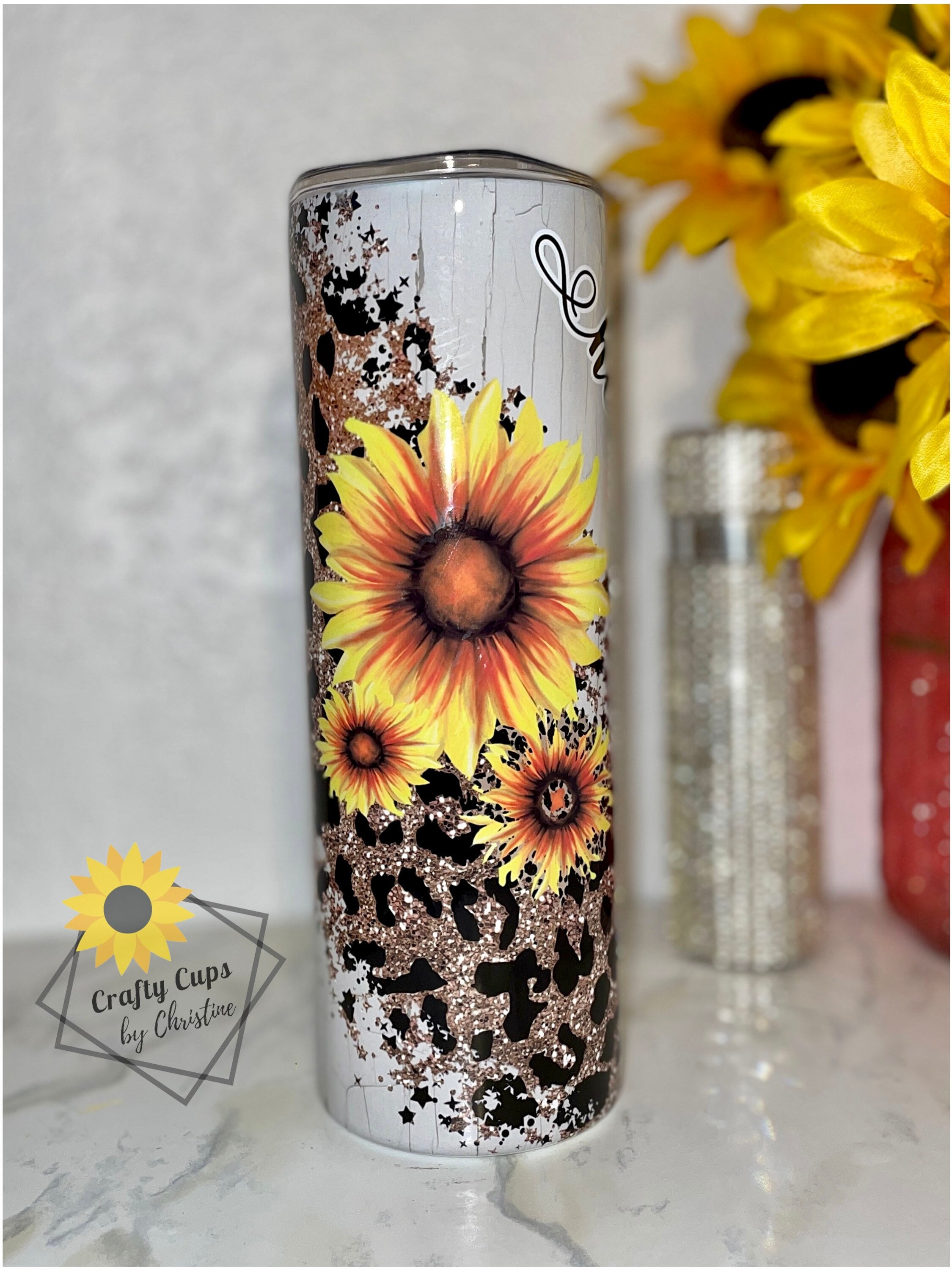 Sunflower Cheetah Print 20oz Skinny Tumbler