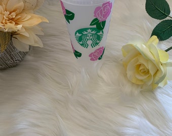 Starbucks Rose cup, Starbucks glitter Rose cup, Starbucks coffee cup, Starbucks 24oz cup, Starbucks customized cup pink glitter