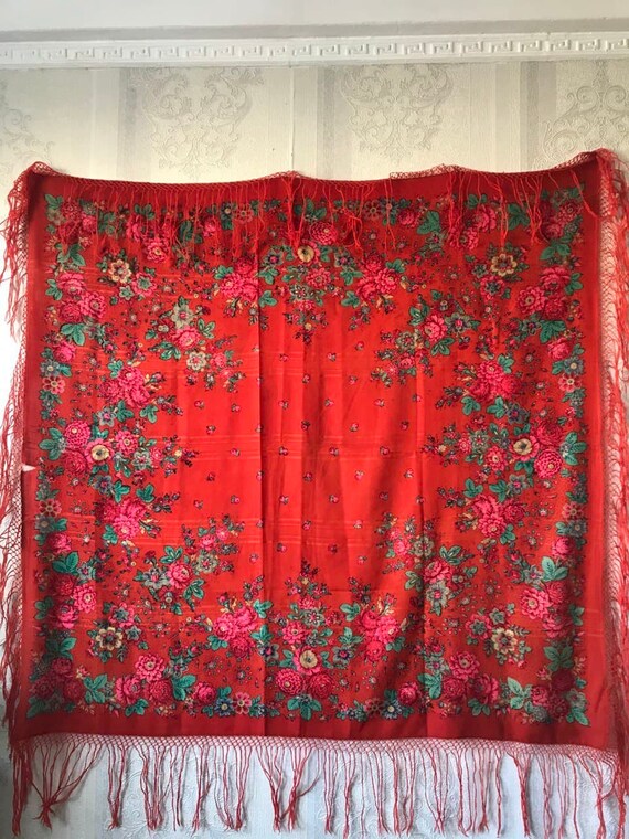 Antique shawl made of Romanian wool, large size sh