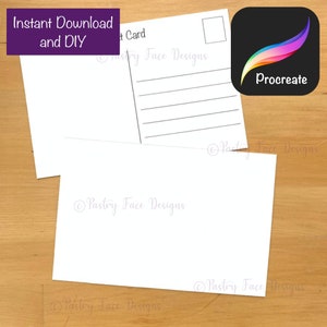 de Carte postale vierge 4 x 6 pouces pour Procréer | Créez vos propres cartes postales DIY | Utilisation commerciale | Téléchargement immédiat - Designs de visage de pâtisserie