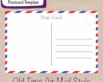 Air Mail Postcard Design Template | 4x6 DIY Design (Digital Download) | Bonus Weathered Paper | Printable - Pastry Face Designs