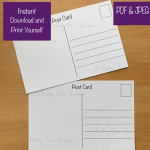Modelo de cartão postal em branco 4 x 6, frente e verso | Uso comercial | Download instantâneo para impressão - Designs de rosto de pastelaria
