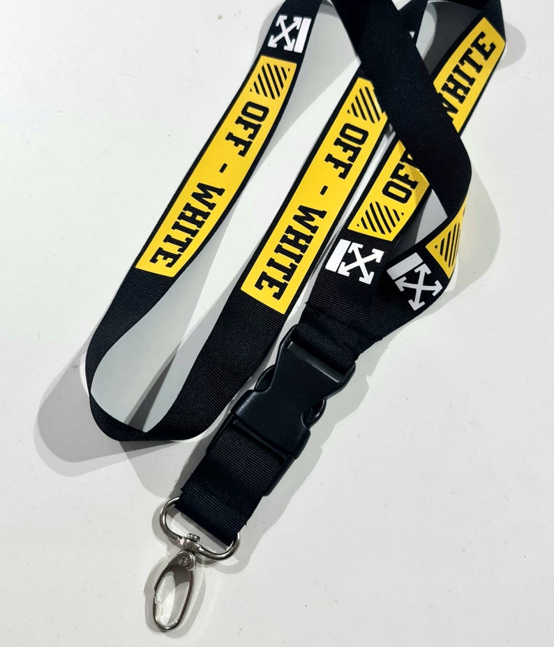 Off white inspired lanyard with quick release for keys / Etsy