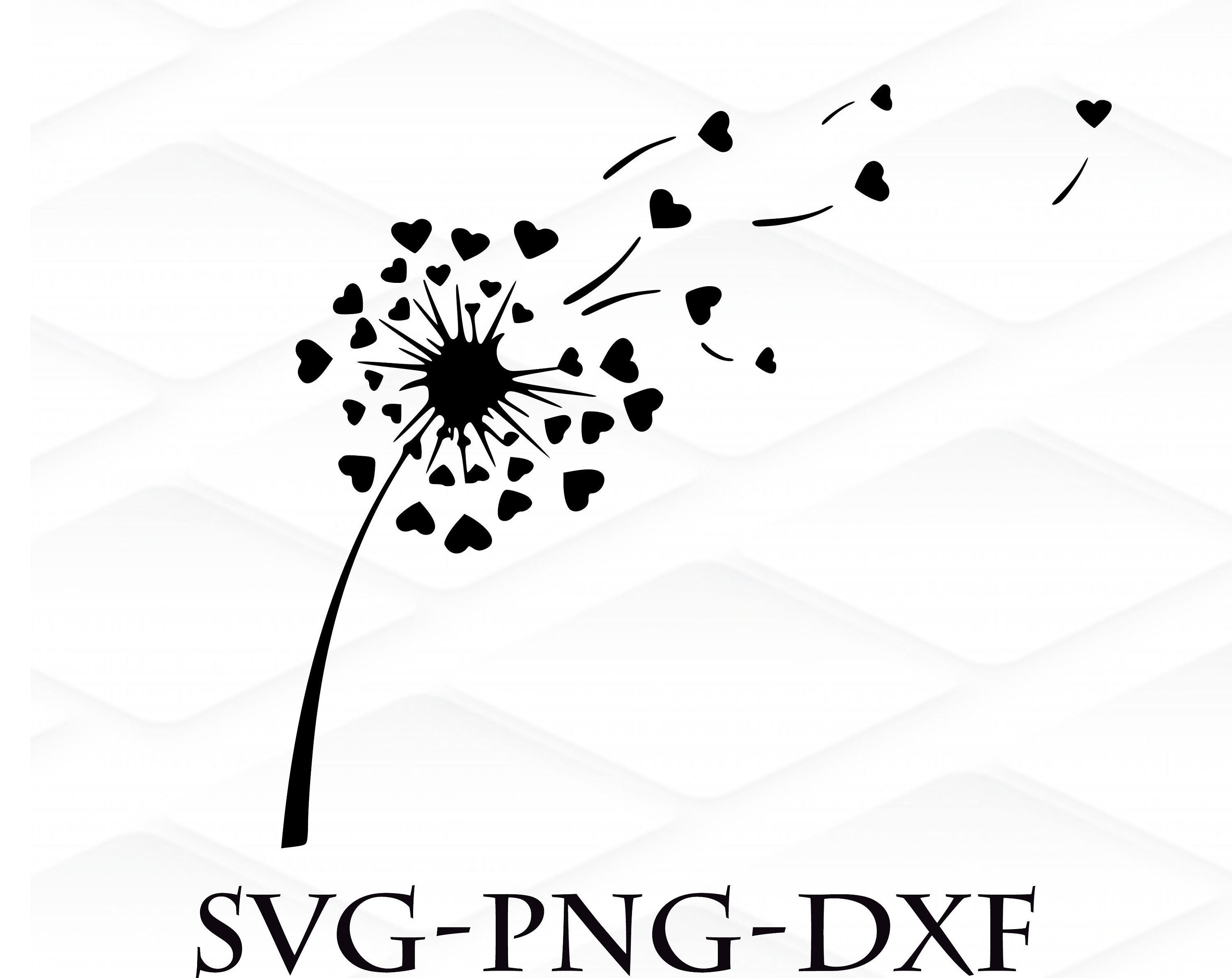 Dandelion flower blow heart svg png dxf Dandelion svg png | Etsy