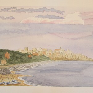 Original watercolor of Masnou, a Mediterranean Villa