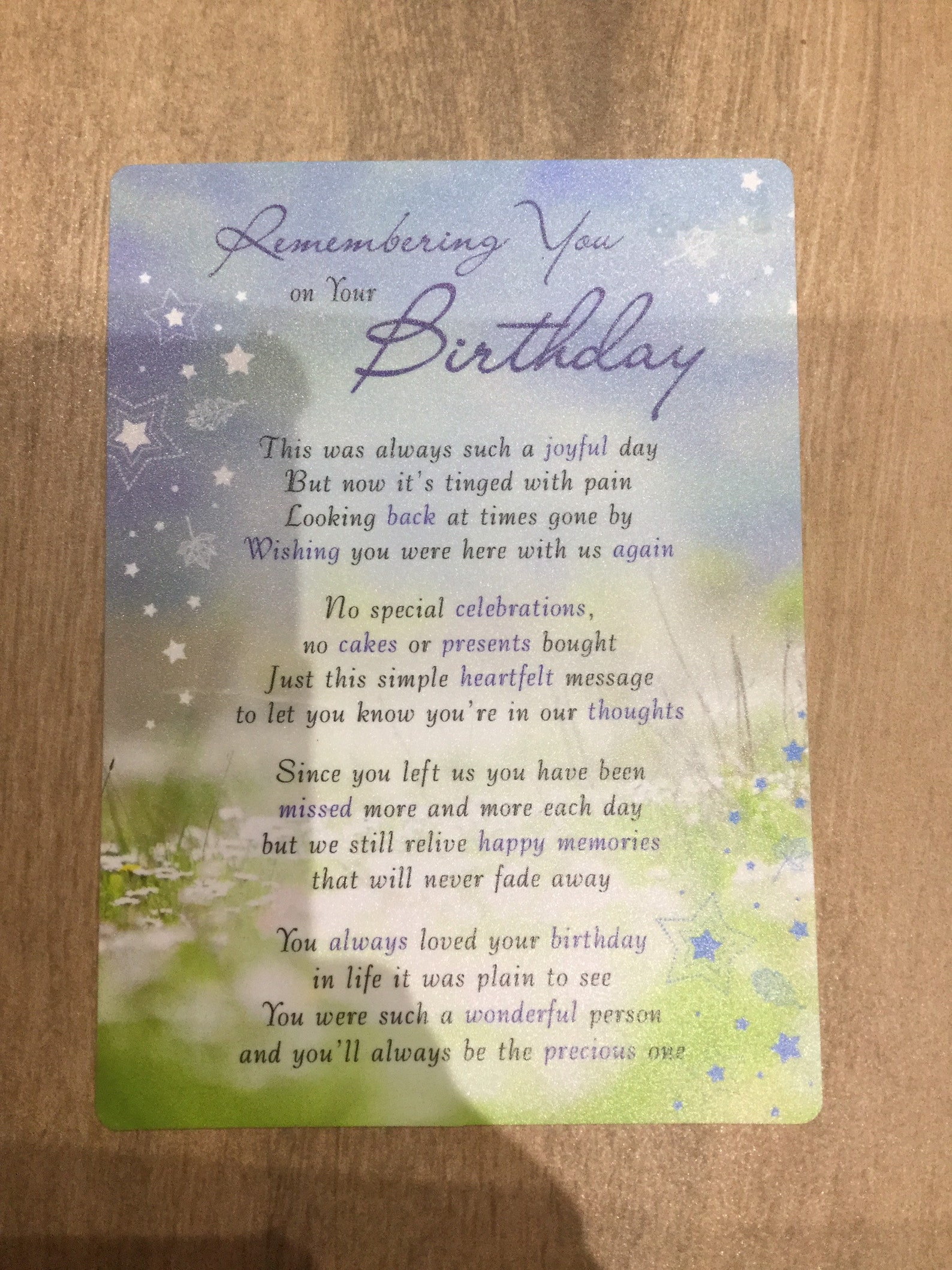 Remembering You on Your Birthday Graveside Card Etsy