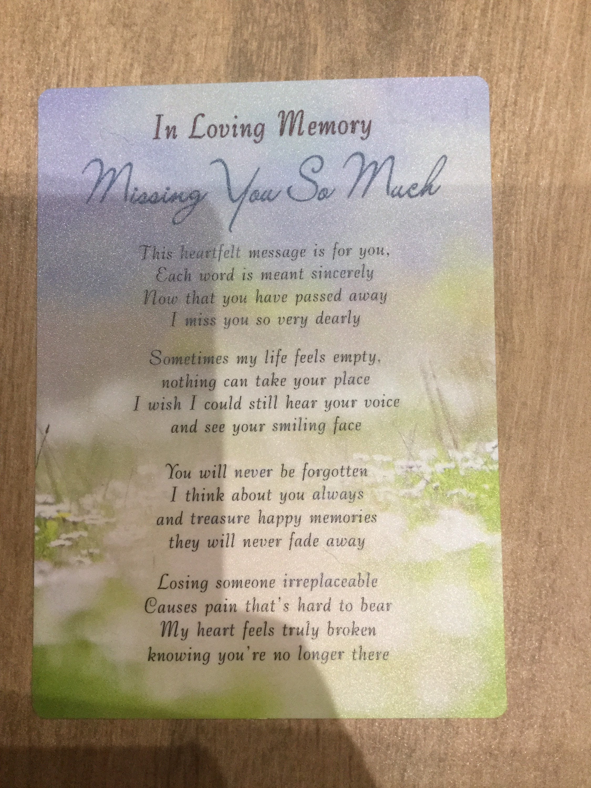 Grave/Graveside Memorial Card I Miss You Always In Loving Memory..