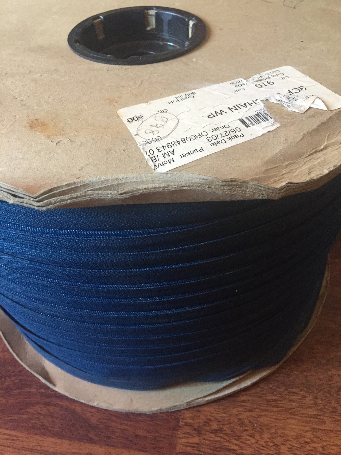 YKK Continuous Roll Zipper Tape 3CF 3/8 Chain 598 Metres Midnight Blue