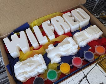 Race Car Personalised Craft Box: Paint Your Own Name, Kid's Activity
