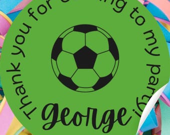 Personalised Football Party Bag Stickers, Custom Name Labels (2" Round)