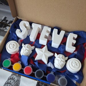 American Captain Personalised Craft Box: Paint Your Own Name, Kid's Activity