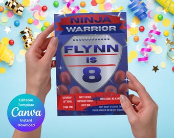 Ninja Warrior Birthday Invitation | Editable Kids Party Template (Digital Download)