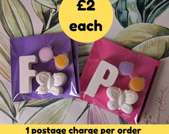 Personalised Butterfly Initial Paint Craft Kit: Kids Party Bag Favour