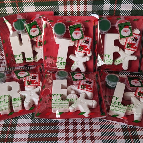 Personalised Christmas stocking fillers, Christmas Eve box activities, Christmas party bag favours, paint your own, christmas initial,