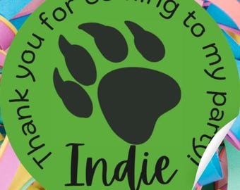 Personalised Safari Party Bag Stickers, Custom Name Labels (2" Round)