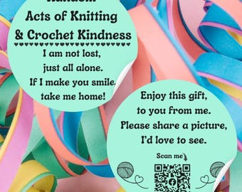 Random Acts of Knitting and Crochet Kindness stickers, labels, tags