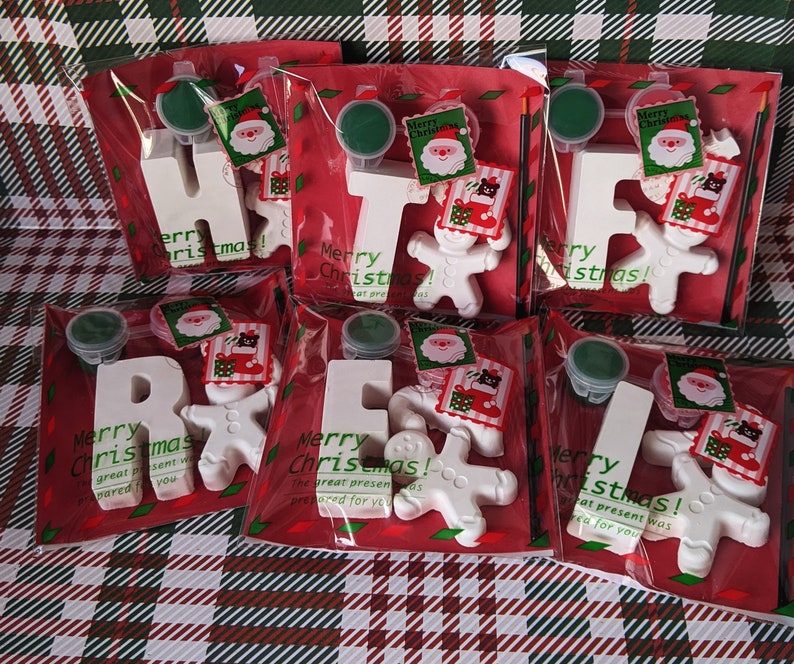 Personalised Christmas stocking fillers, Christmas Eve box activities, Christmas party bag favours, paint your own, christmas initial, image 2