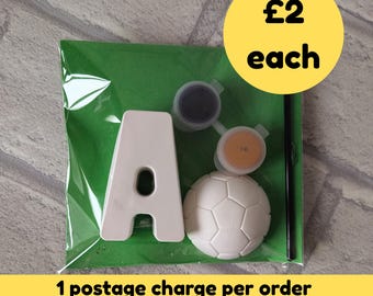 Personalised Football Initial Paint Craft Kit: Kids Party Bag Favour