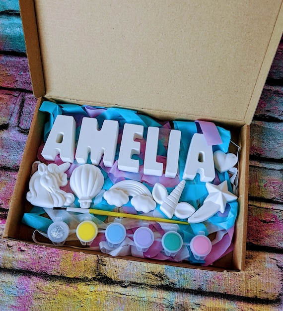 Unicorn Personalised Craft Box: Paint Your Own Name, Kid's Activity