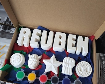Superhero Personalised Craft Box: Paint Your Own Name, Kid's Activity