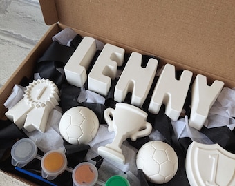 Football Personalised Craft Box: Paint Your Own Name, Kid's Activity