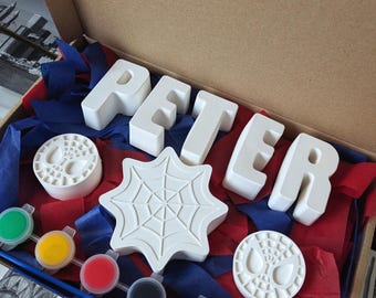 Spider Hero Personalised Craft Box: Paint Your Own Name, Kid's Activity