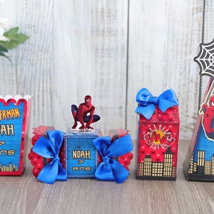 Box anniversaire Spiderman personnalisée | 16 boîtes surprises | déco fête super-héros garçon | Spiderman fait main | cadeau invité enfant