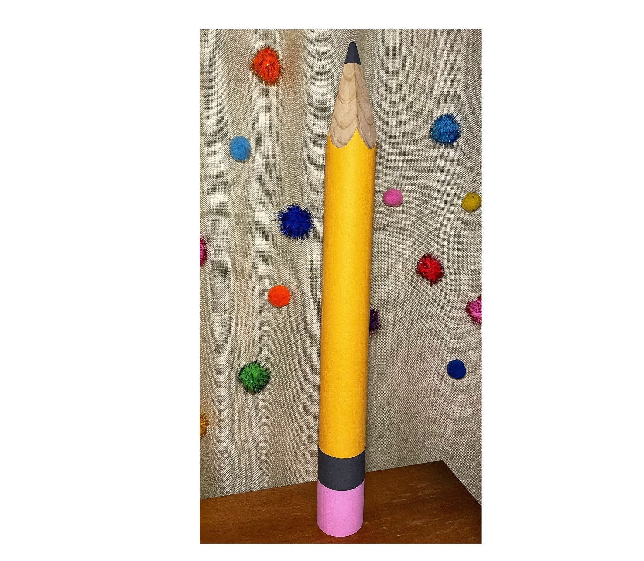 Vintage Big Pencil, Wooden Pencil, Large Pencil, Hand Painted Pencil,  Collectible Pencil, Office Decoration, Desk Decor, Gift. 