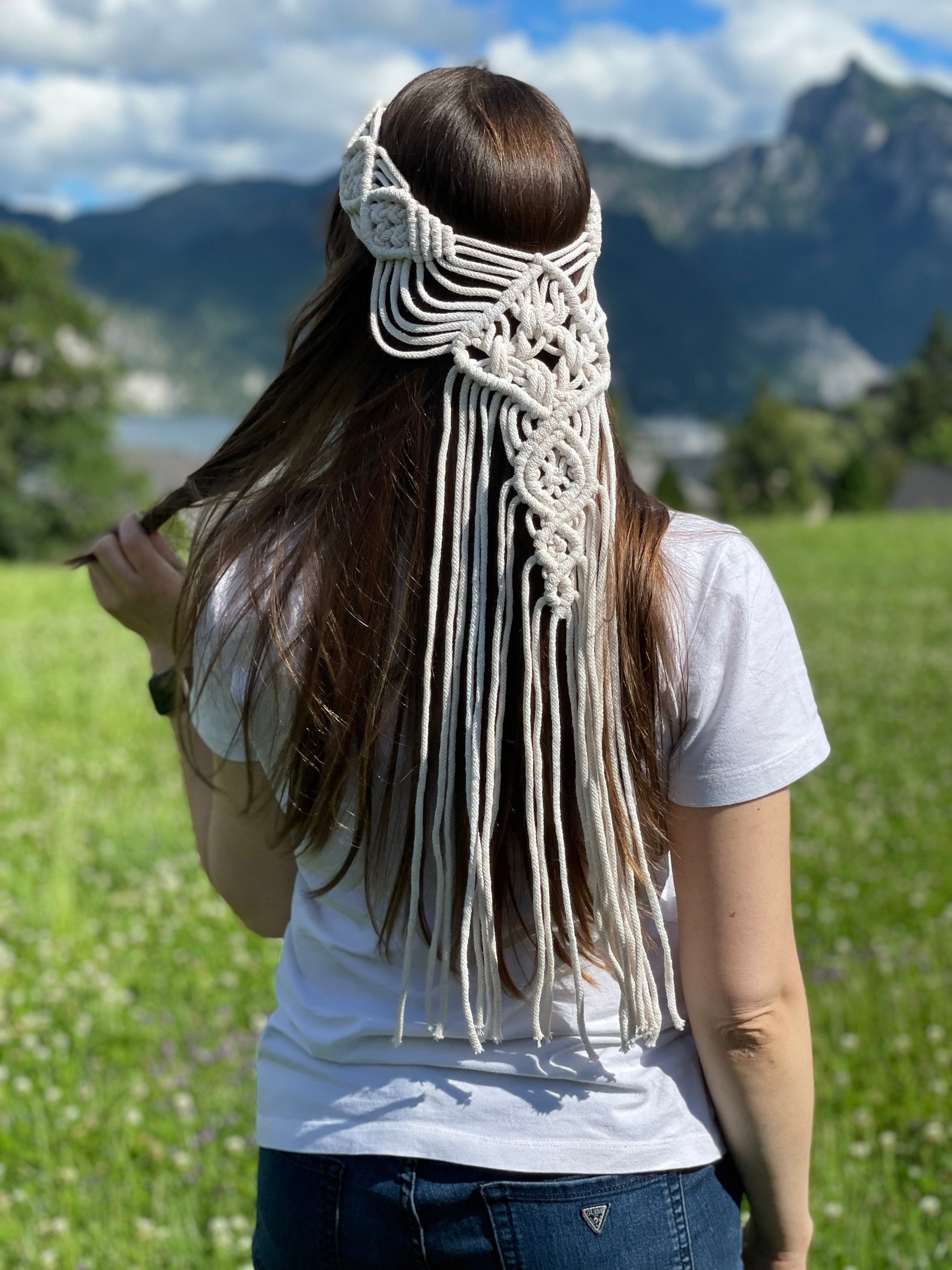 Macrame Wedding Veil Hair Band Hair Crown Ideal for Boho / Etsy