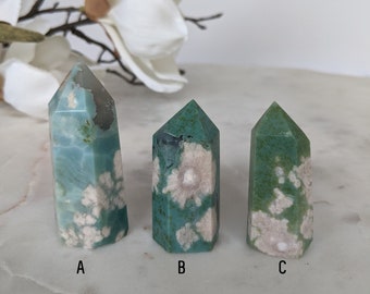 Cherry Blossom Agate, Green Flower Agate Tower Points