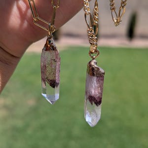 Red Hematite Phantom Quartz Necklace Electroformed Crystal Jewelry Grounding Stone Protection