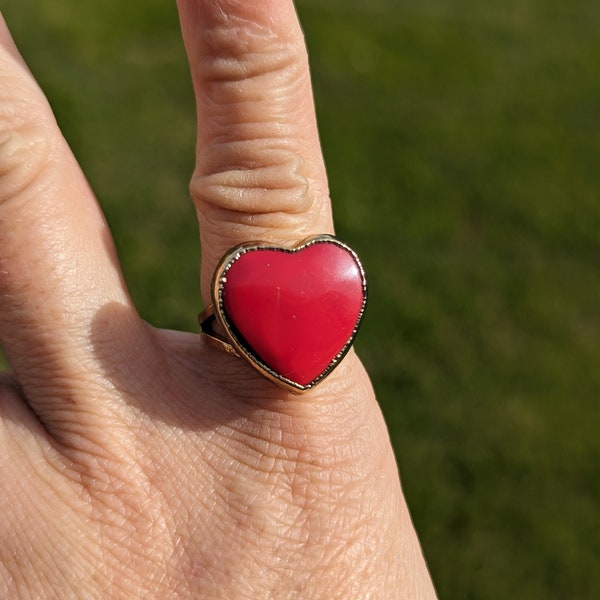 Bright Red Rosarita Heart Ring Size 5.25 Valentines Gift for Her